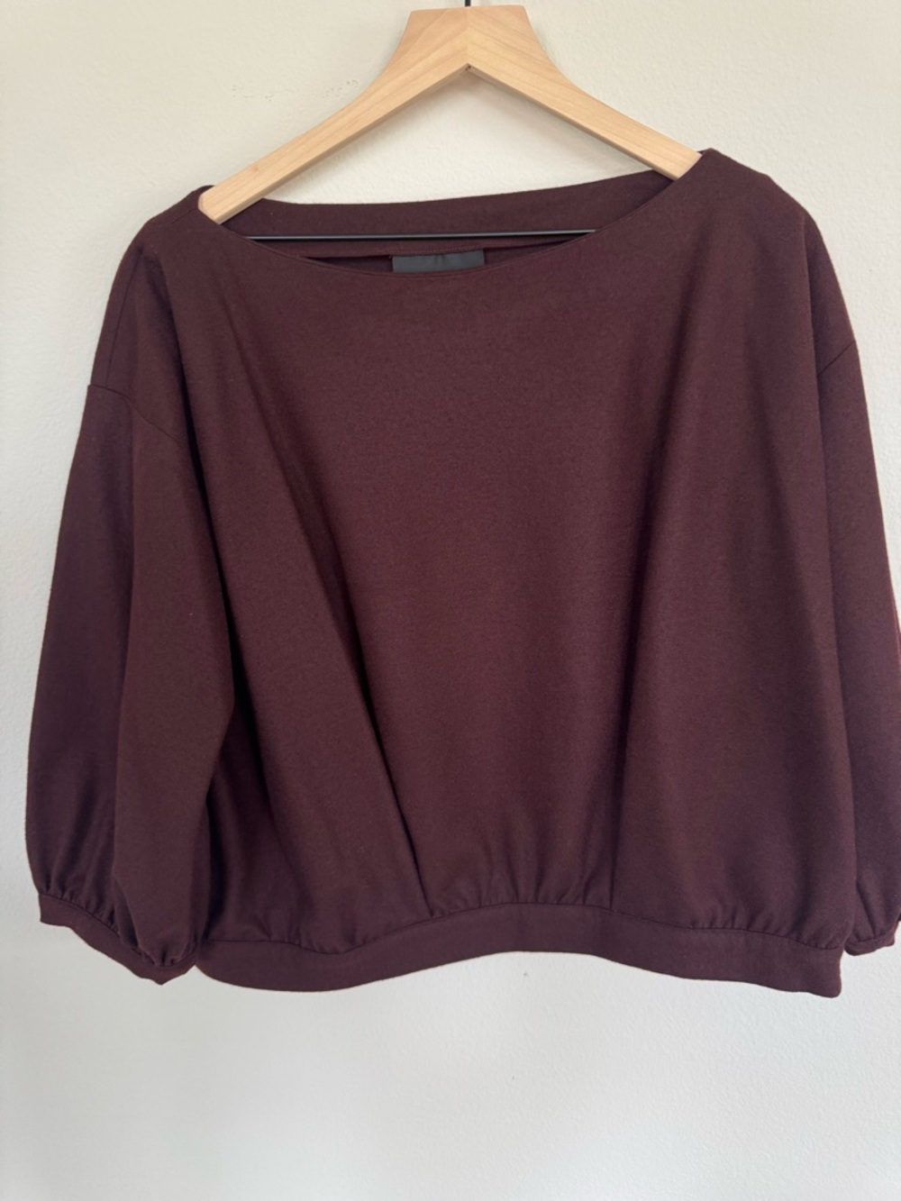 No.6 Store 100% Wool Boatneck Pullon Top 3/4 Sleeve Designer Scandinavian Large